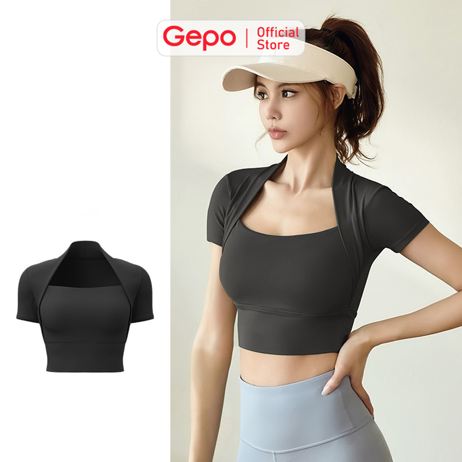 Áo croptop nữ tay ngắn tập gym yoga ôm body GEPO GP220