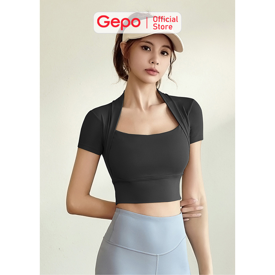 Áo croptop nữ tay ngắn tập gym yoga ôm body GEPO GP220