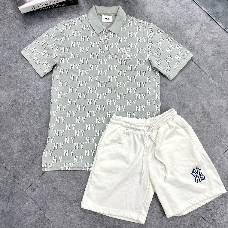 Áo Polo nam nữ MLB NY Monogram nhiều màu 100% cotton hàng xuất dư cao cấp phong cách Hàn Quốc