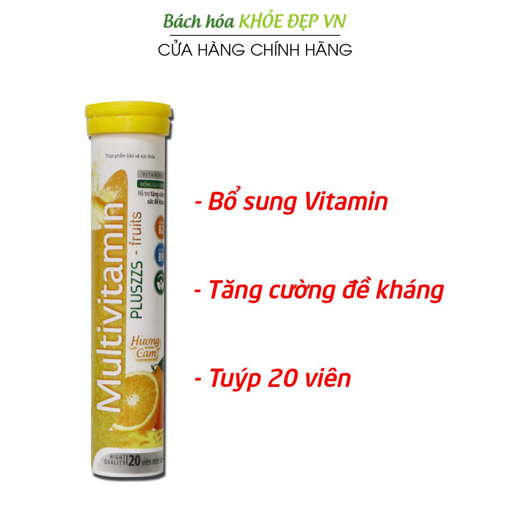 Hộp 20 viên C Sủi bổ sung vitamin khoáng chất, giải độc gan Cam 4 gam [Sủi cam]