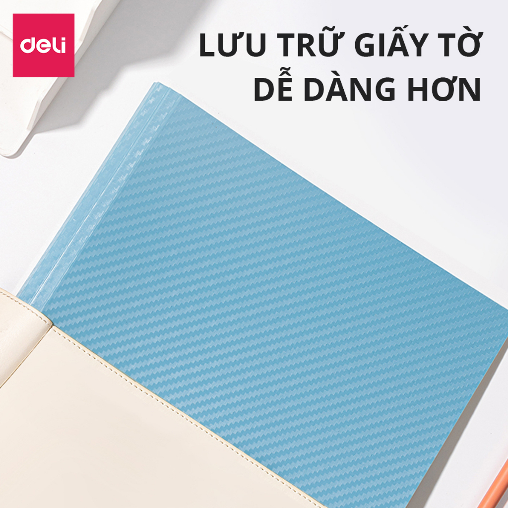 File lá A4 đựng tài liệu nhiều ngăn Deli - Tệp đựng tài liệu 20/30/40/60 lá chất liệu PP cao cấp - PQ601