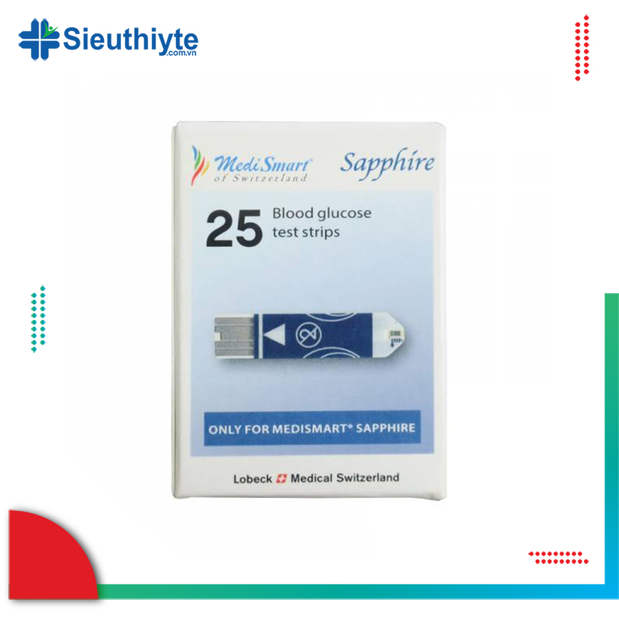 Hộp 25 Que Thử Máy Đo Đường Huyết Sapphire Plus | Chính Hãng Siêu Thị Y Tế