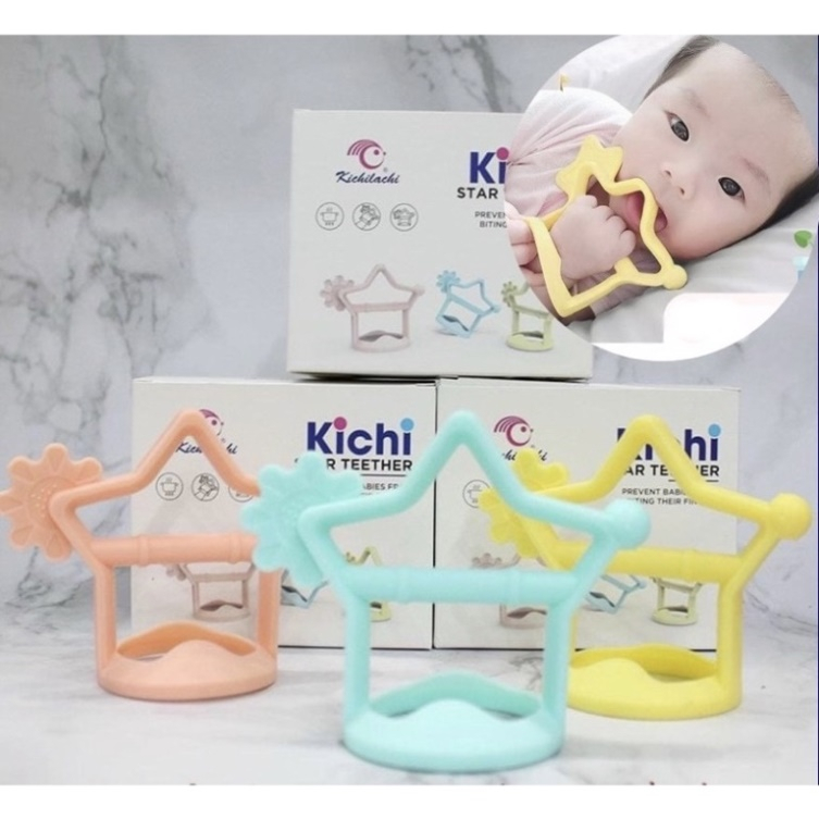 Gặm Nướu silicone mềm ngôi sao Kichilachi Kichi - xỏ tay chống rơi cho Bé