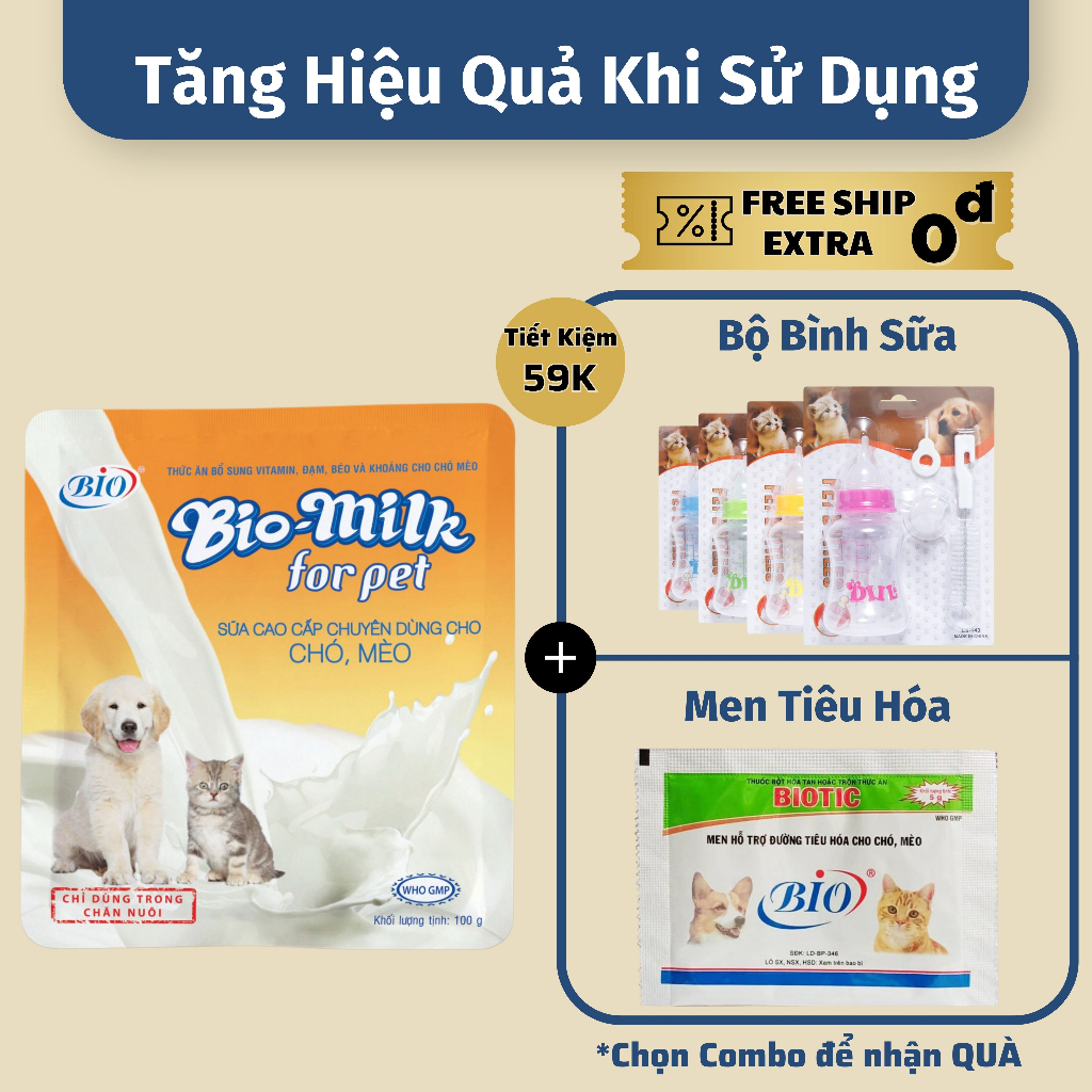 Sữa Bột Cho Chó Bổ Sung Vitamin Thiết Yếu Cho Chó Mèo TD Bio Milk - Thức Ăn Cho Chó Dạng Bột Cung Cấp Đầy Đủ Năng Lượng