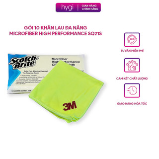 Gói 10 khăn lau đa năng microfiber 3M scotch brite high performance SQ21s, 36x36cm