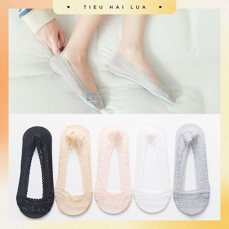 Vớ nửa bàn chân vải ren mang giày lười quyến rũ thời trang cho nữ