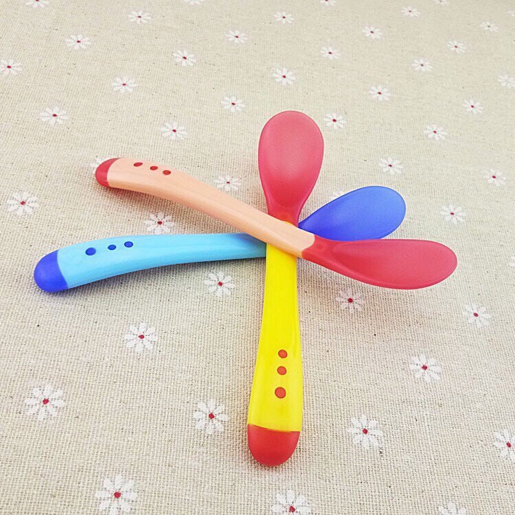 Thìa Silicon Báo Nóng, Muỗng Silicon Mềm Cho Bé Ăn Dặm Giúp Bé Ăn Ngoan, Ngon Miệng CSSX VINH BAN