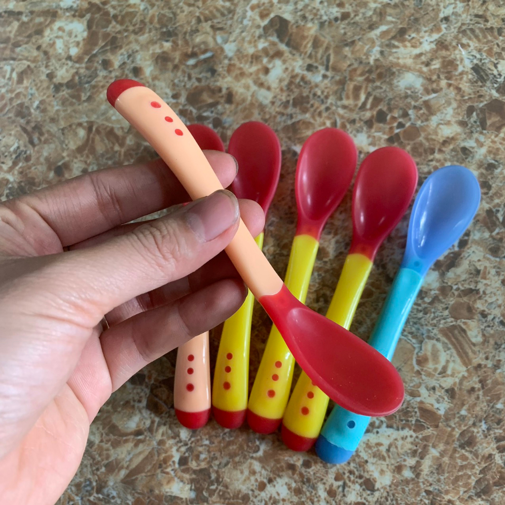 Thìa Silicon Báo Nóng, Muỗng Silicon Mềm Cho Bé Ăn Dặm Giúp Bé Ăn Ngoan, Ngon Miệng CSSX VINH BAN