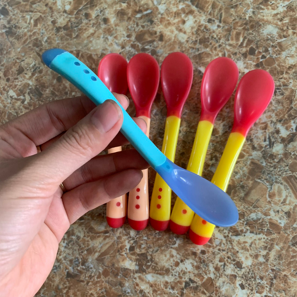 Thìa Silicon Báo Nóng, Muỗng Silicon Mềm Cho Bé Ăn Dặm Giúp Bé Ăn Ngoan, Ngon Miệng CSSX VINH BAN