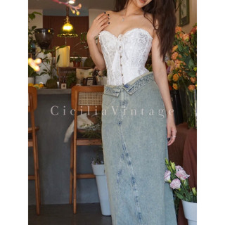 Vintage Corset áo corset thời trang phong cách retro cổ điển nàng thơ dây rút siết eo định hình