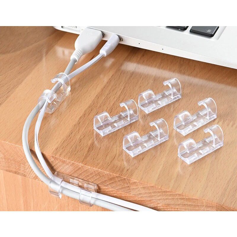 Bộ 20 miếng dán tường đi dây điện trong suốt, set 20 miếng dán giữ dây điện ngăn nắp gọn gàng, đơn giản dễ lắp đặt