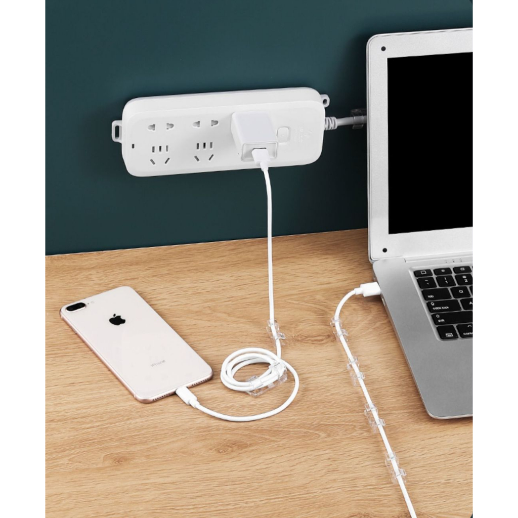 Bộ 20 miếng dán tường đi dây điện trong suốt, set 20 miếng dán giữ dây điện ngăn nắp gọn gàng, đơn giản dễ lắp đặt