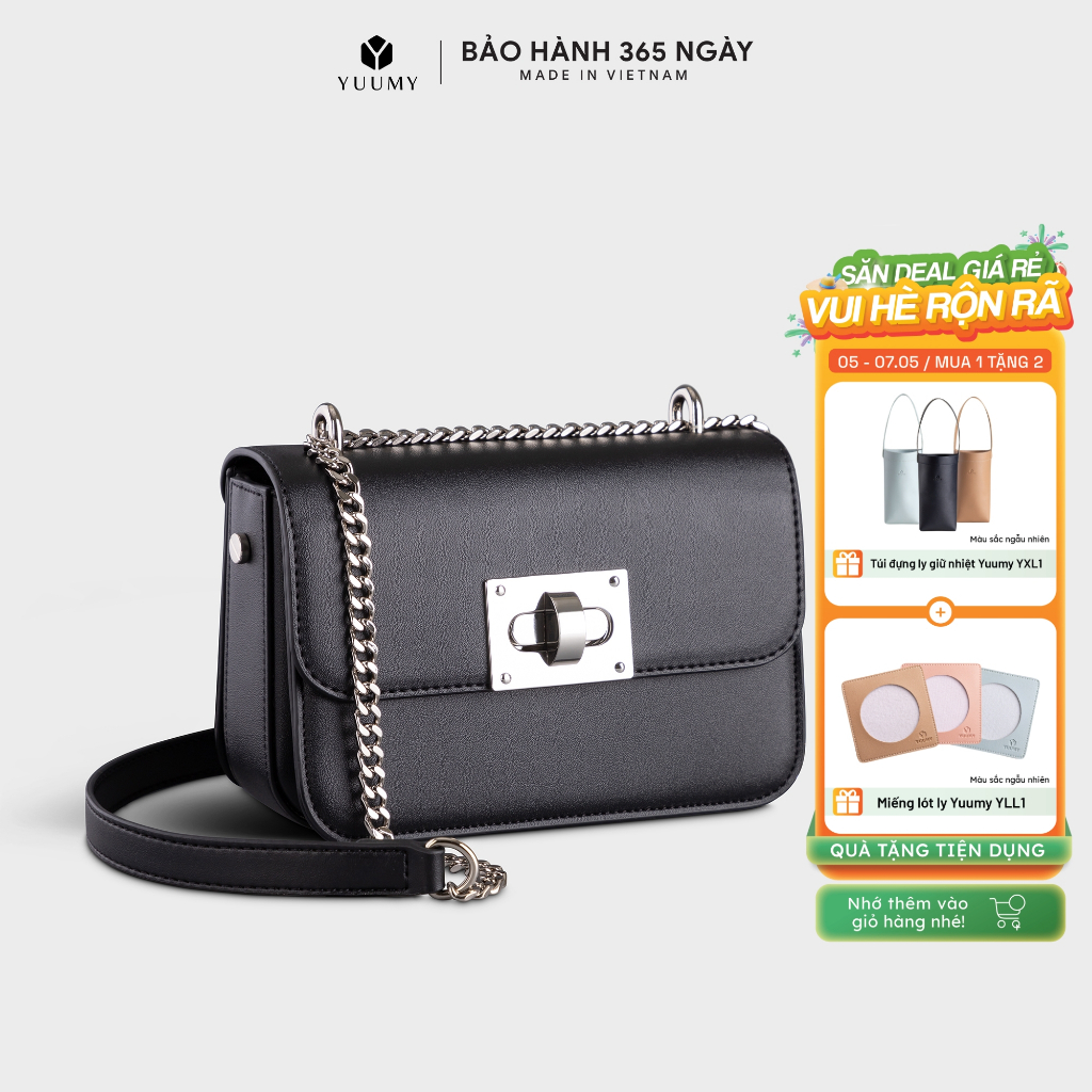 Túi xách nữ Yuumy YN142 thiết kế nhỏ gọn phối dây xích thời trang cao cấp