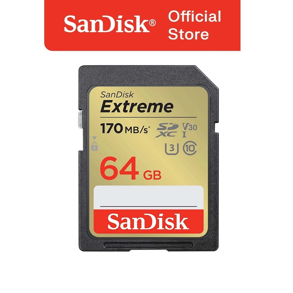 Thẻ nhớ cho máy ảnh SanDisk Extreme SDXC 64GB UHS-I class 3 V30 Upto 170MB/s