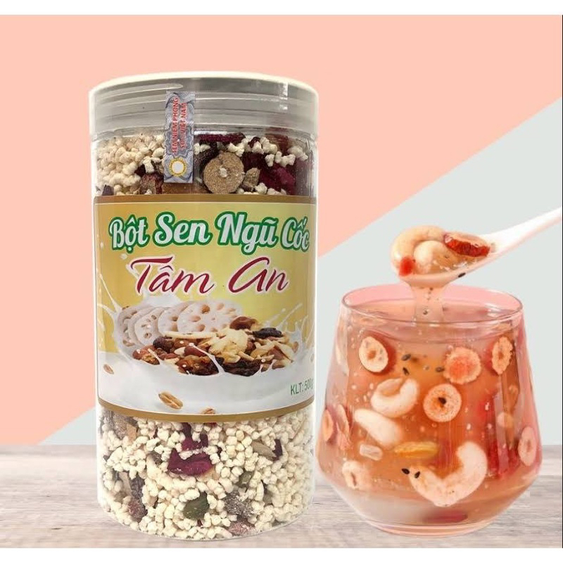 Bột Củ Sen Ngũ Cốc Tâm An Hộp 500gr. Ngũ cốc giảm cân , thực phẩm dành cho người ăn kiêng