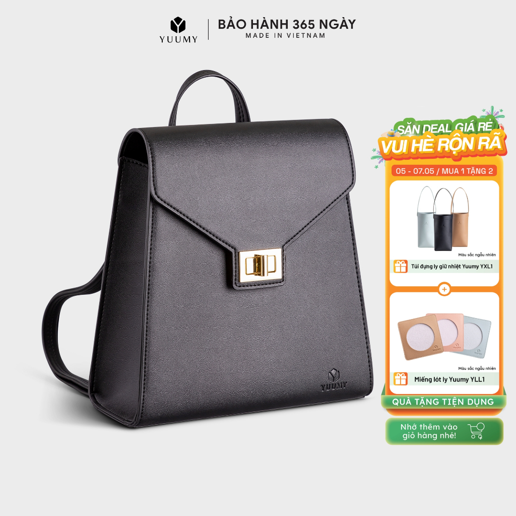 Balo nữ Yuumy YBA59 nắp gập khóa cài chữ nhật cao cấp