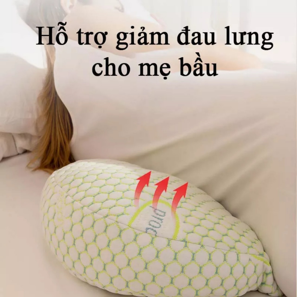 Gối Bầu Cánh Tiên Sợi Tre Cao Cấp KidAndMom Nâng Đỡ Bụng Hỗ Trợ Giảm Đau Lưng Cho Mẹ Bầu Hàng Loại 1