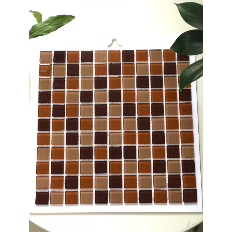 Gạch mosaic thủy tinh trang trí nâu đen, ốp trang trí decor nhà cửa, làm tranh mosaic sáng tạo, DIY,