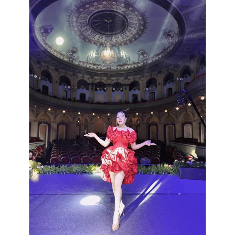 Đầm xoè tay ngắn phồng xếp tầng kết cườm TRIPBLE T DRESS - Size S/M/L - MS490V