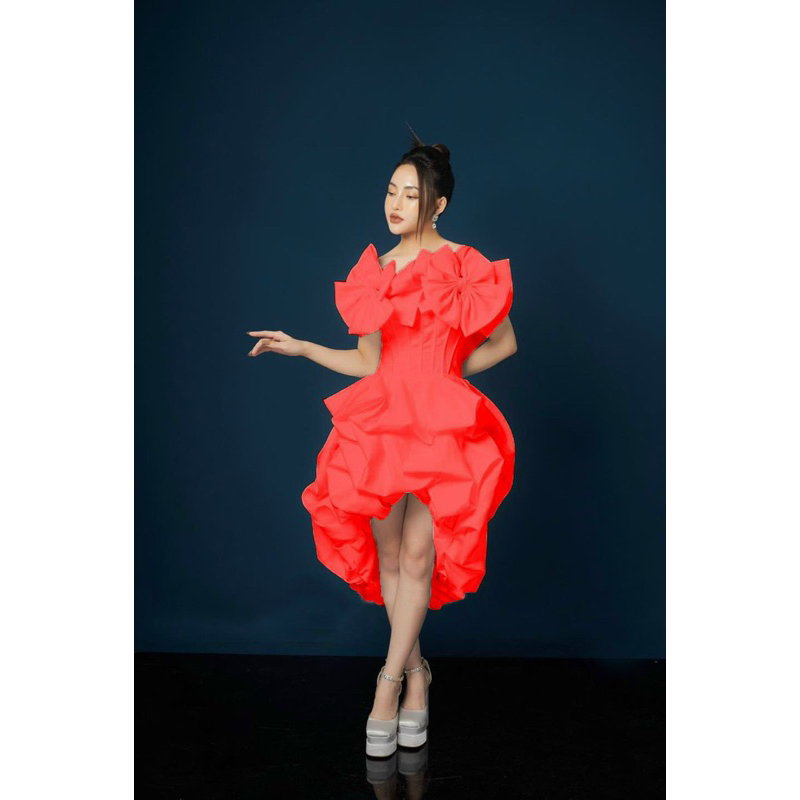 Đầm xoè tay ngắn phồng xếp tầng kết cườm TRIPBLE T DRESS - Size S/M/L - MS490V