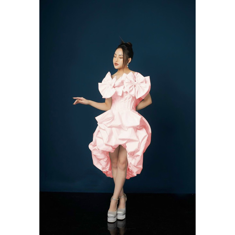 Đầm xoè tay ngắn phồng xếp tầng kết cườm TRIPBLE T DRESS - Size S/M/L - MS490V