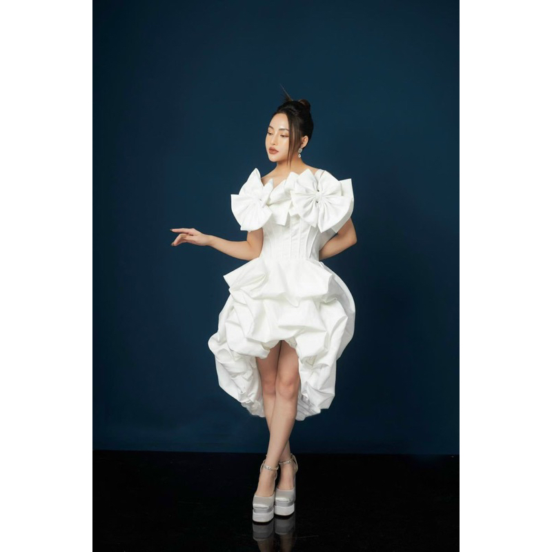 Đầm xoè tay ngắn phồng xếp tầng kết cườm TRIPBLE T DRESS - Size S/M/L - MS490V