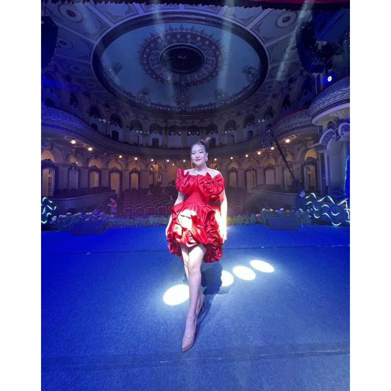 Đầm xoè tay ngắn phồng xếp tầng kết cườm TRIPBLE T DRESS - Size S/M/L - MS490V