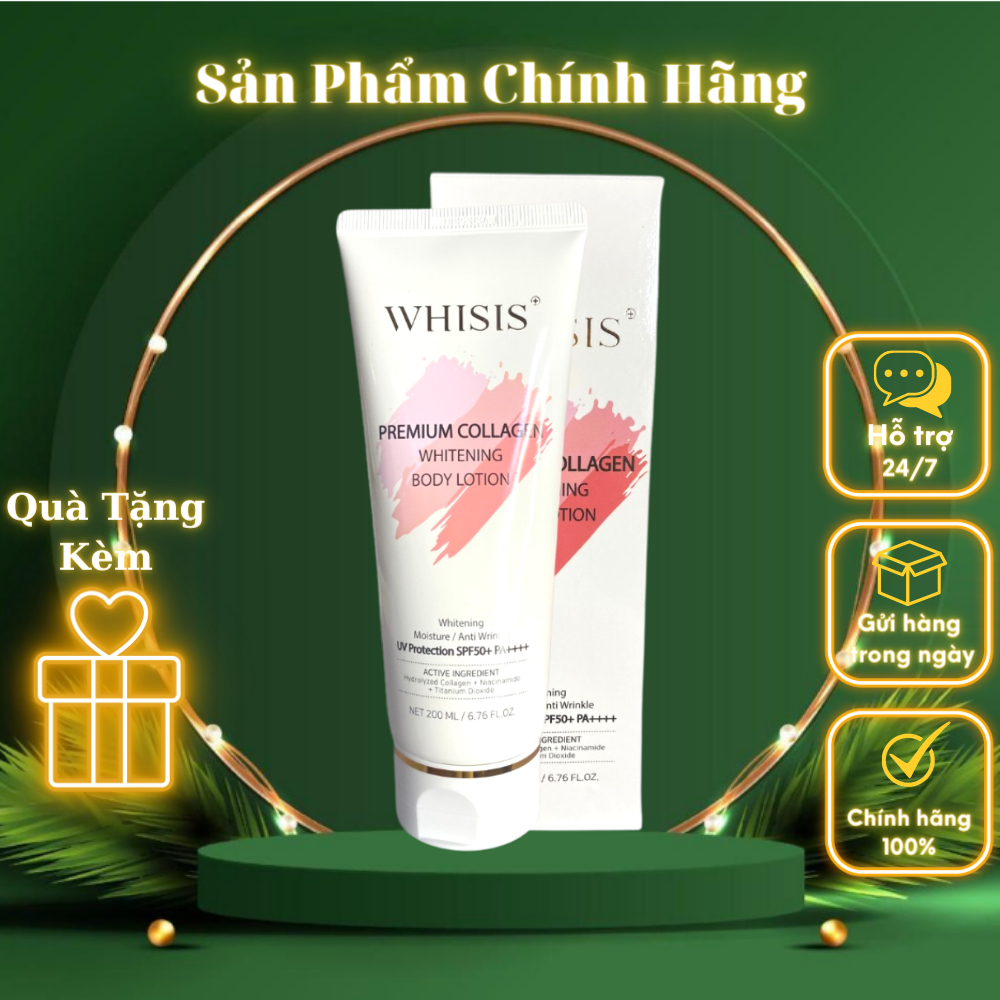 Kem Dưỡng Thể Trắng Da WHISIS Chống Nắng - Premium Collagen Whitening Body Lotion 200ml - MMO