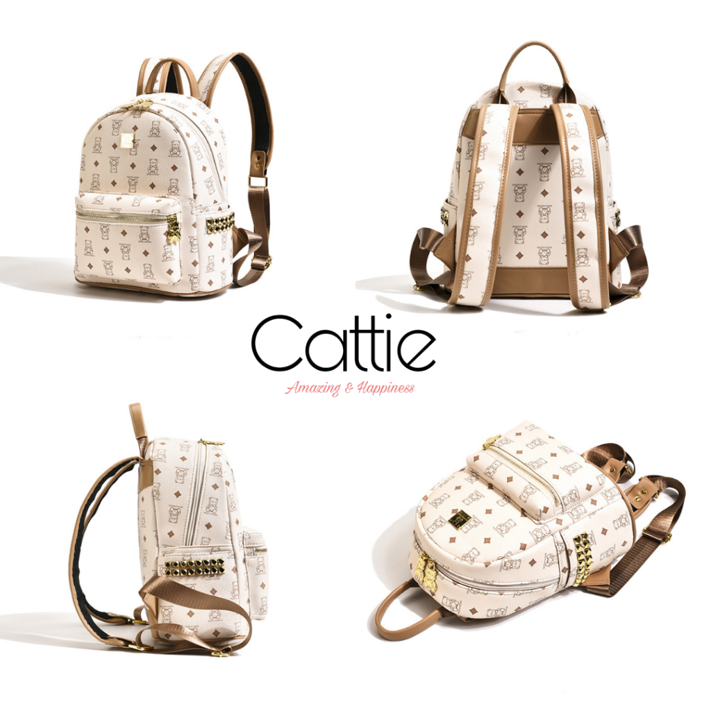 Balo nữ balo da chống thấm hình gấu dễ thương size 32 CATTIE  CB014
