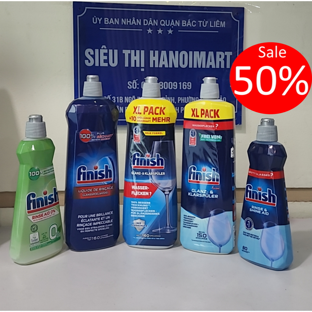 Nước làm bóng finish 800ml, 750ml dung dịch bóng máy rửa chén, 500ml nước làm bóng bát finish chính hãng 400ml, dầu bóng