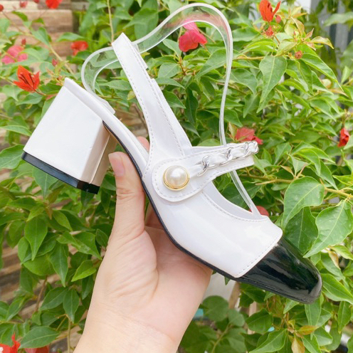 Giày nữ mũi bầu gót vuông 6 phân