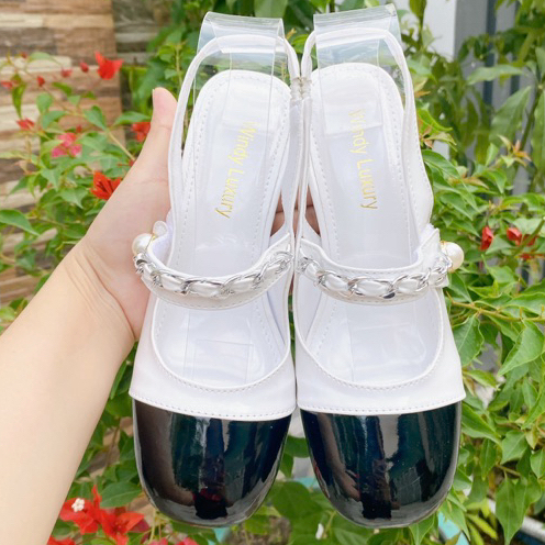 Giày nữ mũi bầu gót vuông 6 phân