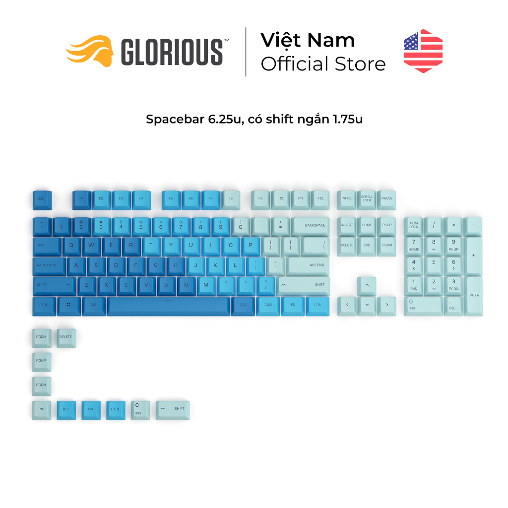 Bộ Keycap Glorious PBT 114 phím (US ANSI) - Hàng Chính Hãng