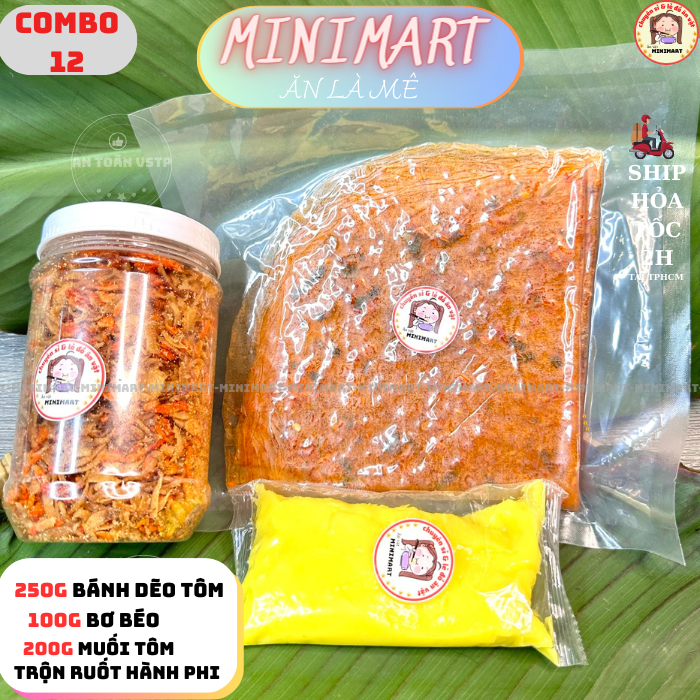 Bánh Tráng Phơi Sương [COMBO Bánh Tráng Tôm + Muối Tép Trộn Hành Phi + Bơ Trứng Gà Nguyên Chất - CB012 - shop_minimart