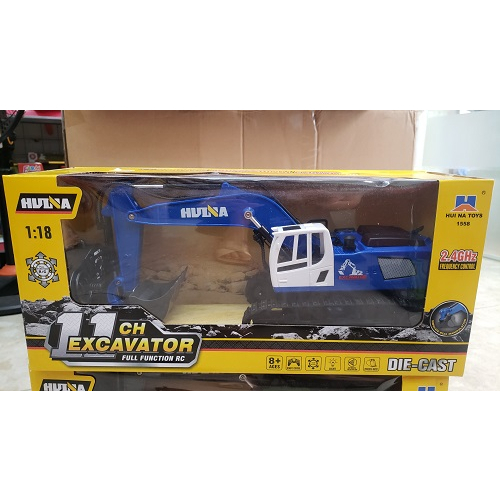 Xe xúc Huina 1558 điều khiển từ xa 2.4G bản 11 kênh gầu múc kim loại
