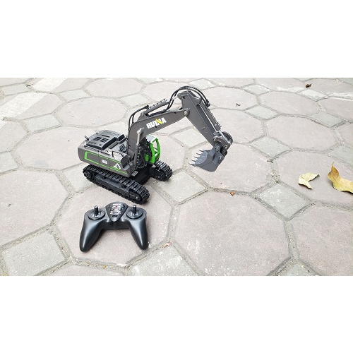 Xe xúc Huina 1558 điều khiển từ xa 2.4G bản 11 kênh gầu múc kim loại