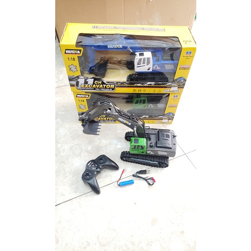 Xe xúc Huina 1558 điều khiển từ xa 2.4G bản 11 kênh gầu múc kim loại