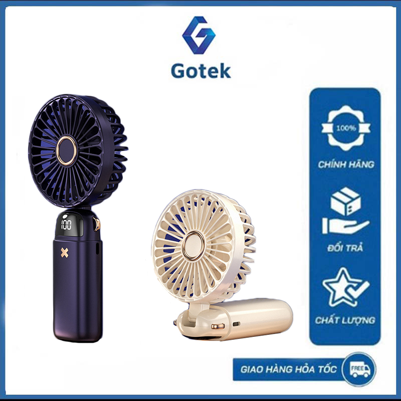 Quạt Cầm Tay Mini Sạc Điện Siêu Mát Tích Điện 5 Cấp Độ Có Đế Để Bàn Kiêm Giá Đỡ Điện Thoại Pin Trâu 6000mAh Có Viên Thơm