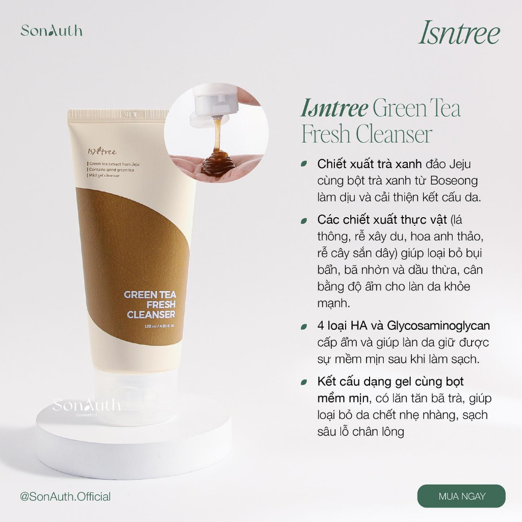 Sữa rửa mặt Isntree Green Tea Fresh Cleanser 120ml