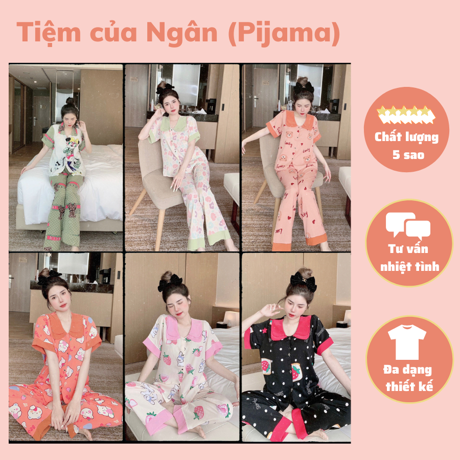Đồ bộ Pijama Lụa Mango, Đồ ngủ tay ngắn quần dài đẹp, Mát, mềm mịn cực sang chảnh [FREE SIZE DƯỚI 57KG]