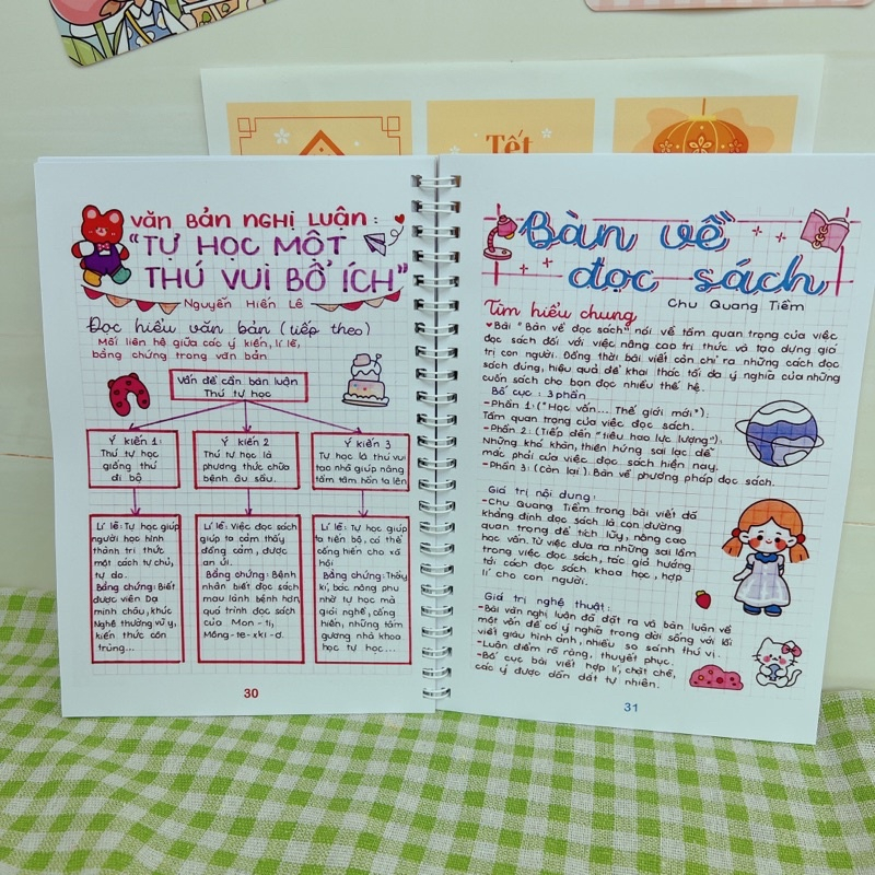 Sổ tay takenote Văn 7 đủ 3 chương trình mới nhất lò xo TẶNG STICKER CUTE VÀ NHÃN VỞ