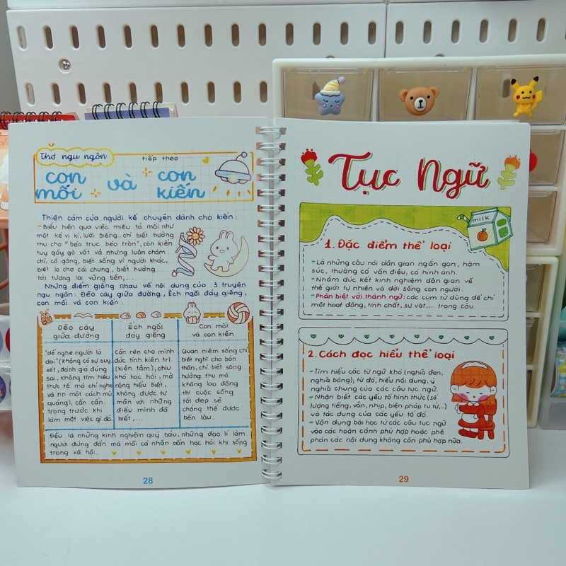 Sổ tay takenote Văn 7 đủ 3 chương trình mới nhất lò xo TẶNG STICKER CUTE VÀ NHÃN VỞ