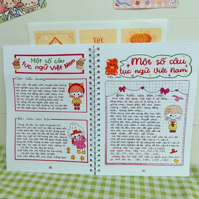 Sổ tay takenote Văn 7 đủ 3 chương trình mới nhất lò xo TẶNG STICKER CUTE VÀ NHÃN VỞ