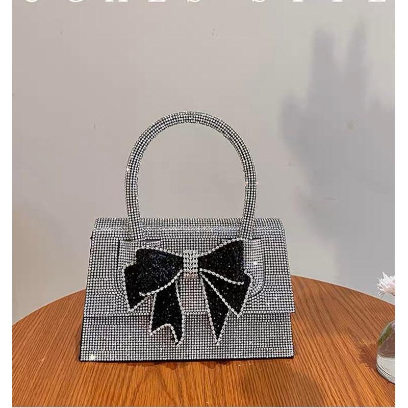 ORDER 🎀 Túi xách đính đá bling nơ đen quai cầm tay dây xích đeo vai