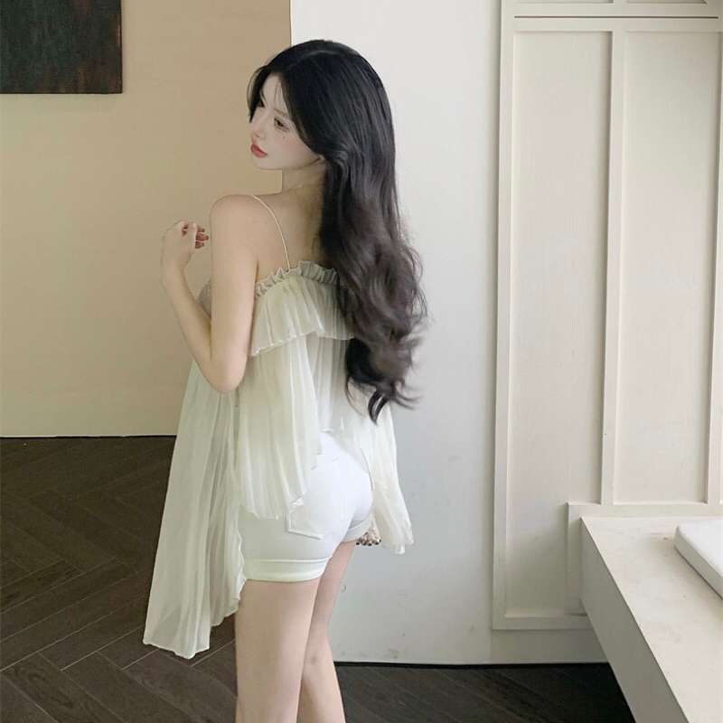 Áo 2 dây voan mềm Andu Store, áo 2 dây dập ly QC cao cấp, áo voan nữ 2 dây