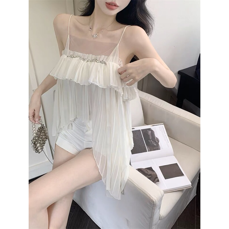 Áo 2 dây voan mềm Andu Store, áo 2 dây dập ly QC cao cấp, áo voan nữ 2 dây