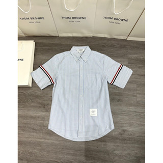 Áo sơ mi cộc - Thom Browne - TB kẻ sọc xanh check tay
