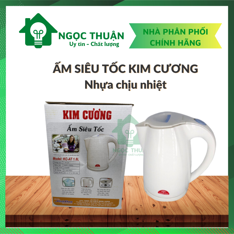 [CHÍNH HÃNG] Ấm siêu tốc, ca siêu tốc, ca nấu nước Kim Cương nhựa chịu nhiệt