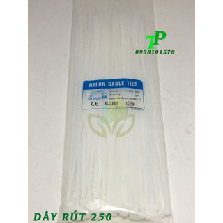 Dây cáp rút nhựa màu trắng 5x250mm, dây thít nhựa 250