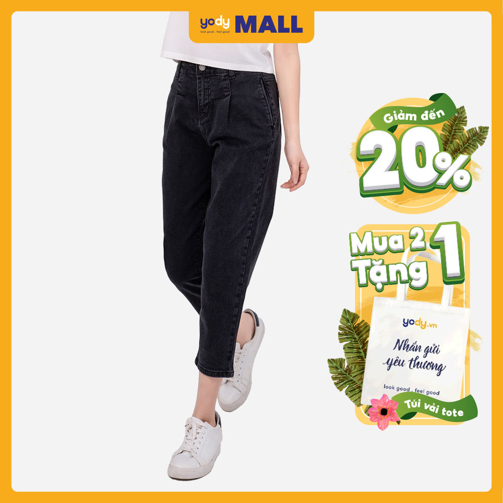 Quần jean baggy nữ YODY lưng cao tôn dáng co giãn thấm hút tốt QJN3076